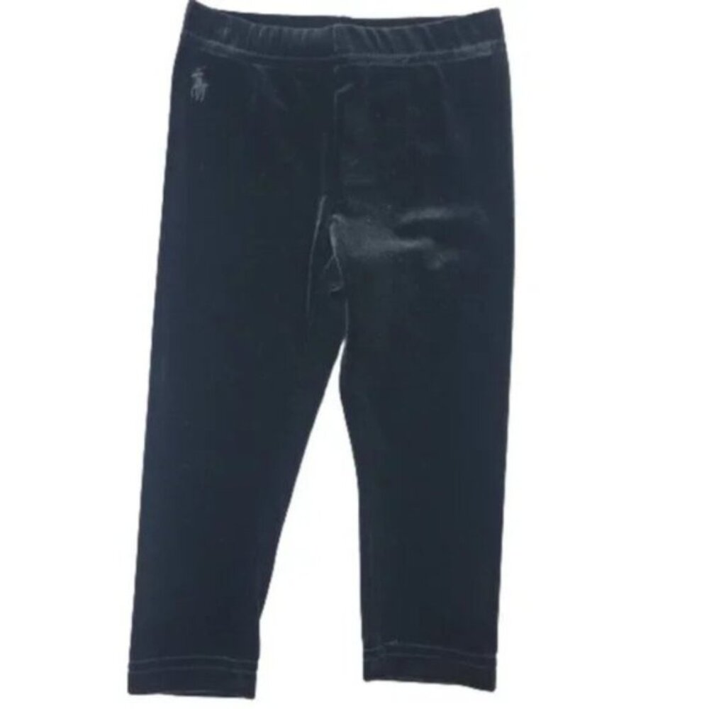 Polo Ralph Lauren Girls 2T Velour Leggings Black Soft Stretch Toddler Pants